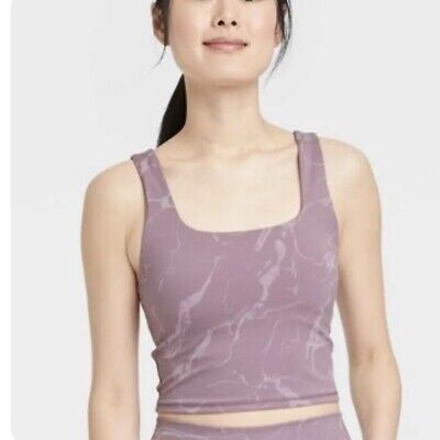 Girl's Printed Crop Tank Top All In Motion Lilac Purple Size Large 10/12