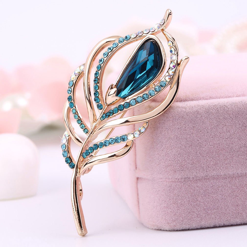 Crystal Feather Costume Brooches & Pins