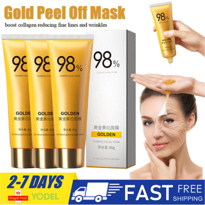 3pcs X Gold Foil Peel-Off Mask - 98% Beilingmei Gold Face Mask, For Wrinkles Uk