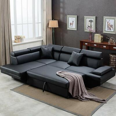 Contemporary Sectional Modern Sofa Bed - Black with Function