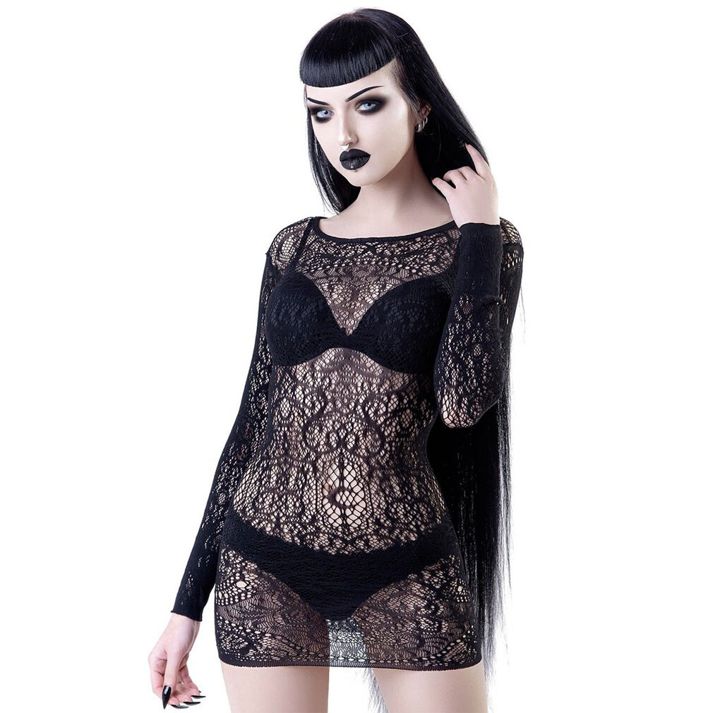 Killstar Gothic Goth Okkult Spitze Mesh Netz Bodycon Kleid - Ceres Chaos