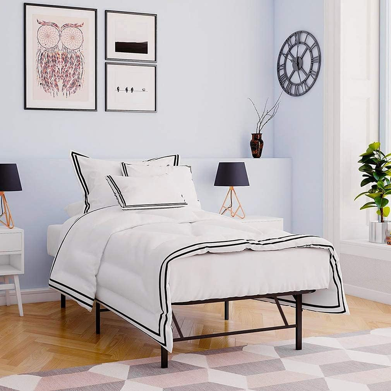 Twin Sturdy Steel Bed Frame, 14 Inch Metal Platform Mattress Foundation No Box S