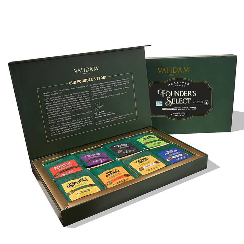 Gift Set - 8 Flavors, 40 Pyramid Tea Bags | Mothers Day Gifts For