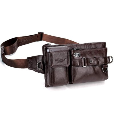 Vintage Leather Waist Bag Fanny Pack for Men Women Hip Bum Belt Slim Cell Phone