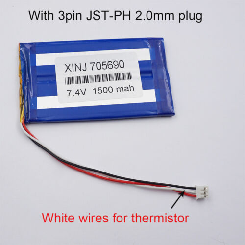 7.4V 1500mAh Polymer Li Battery Lipo 3 Wire Thermistor For DVD Tablet PC  705690