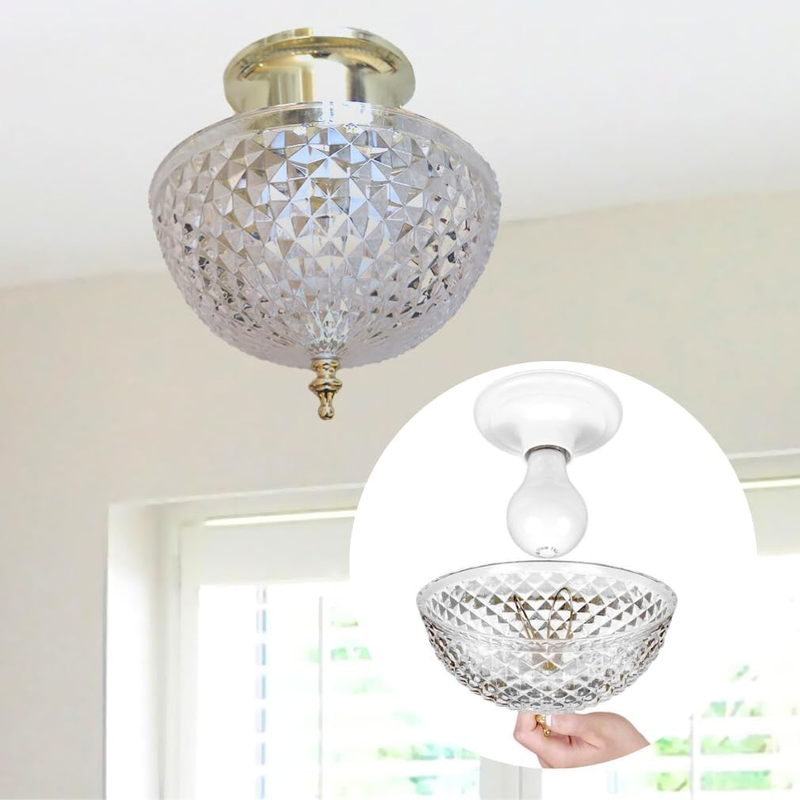 Clip On Shade for Ceiling Light Bulb or Lamp Antique Diamond Cut Acrylic