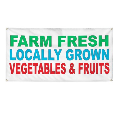 Vinyl Banner Multiple Sizes Farm Fresh Logically Grown Vegetables & Fruits Red