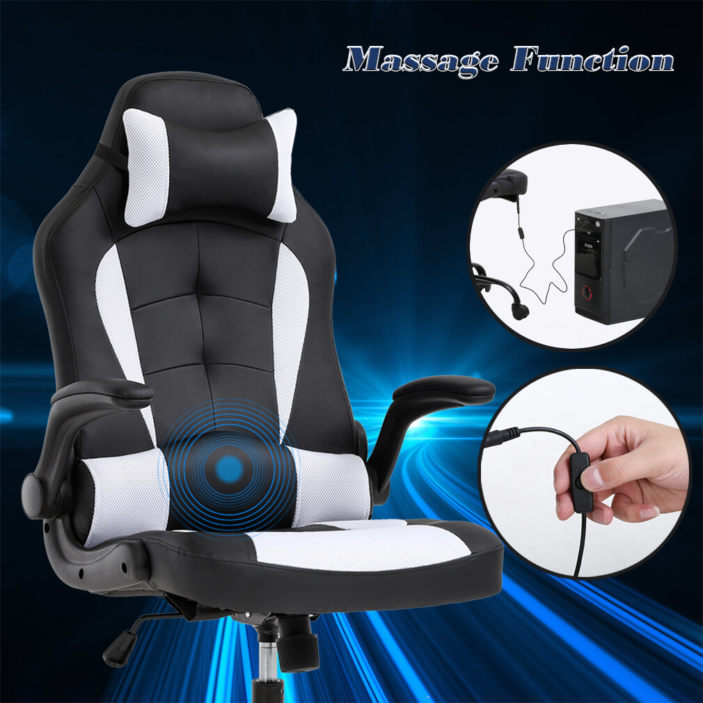 PC Gaming Chair Massage Office Chair Racing Chair W/ Lumbar Headrest Armrest