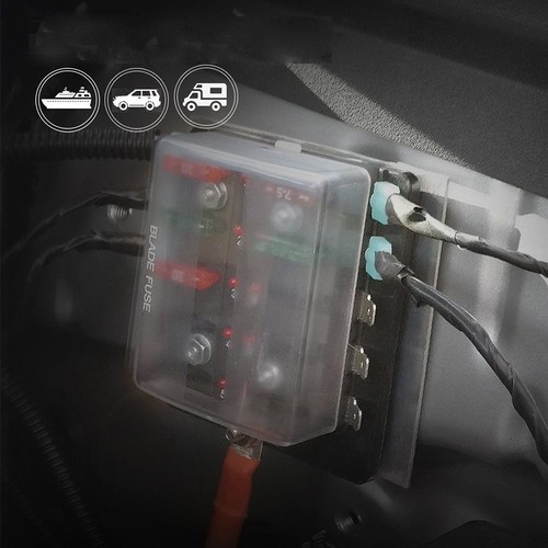 10 WAY UNIVERSAL STANDARD 12V VOLT ATC BLADE FUSE BOX ... 6 way blade fuse box 1 positive bus in 