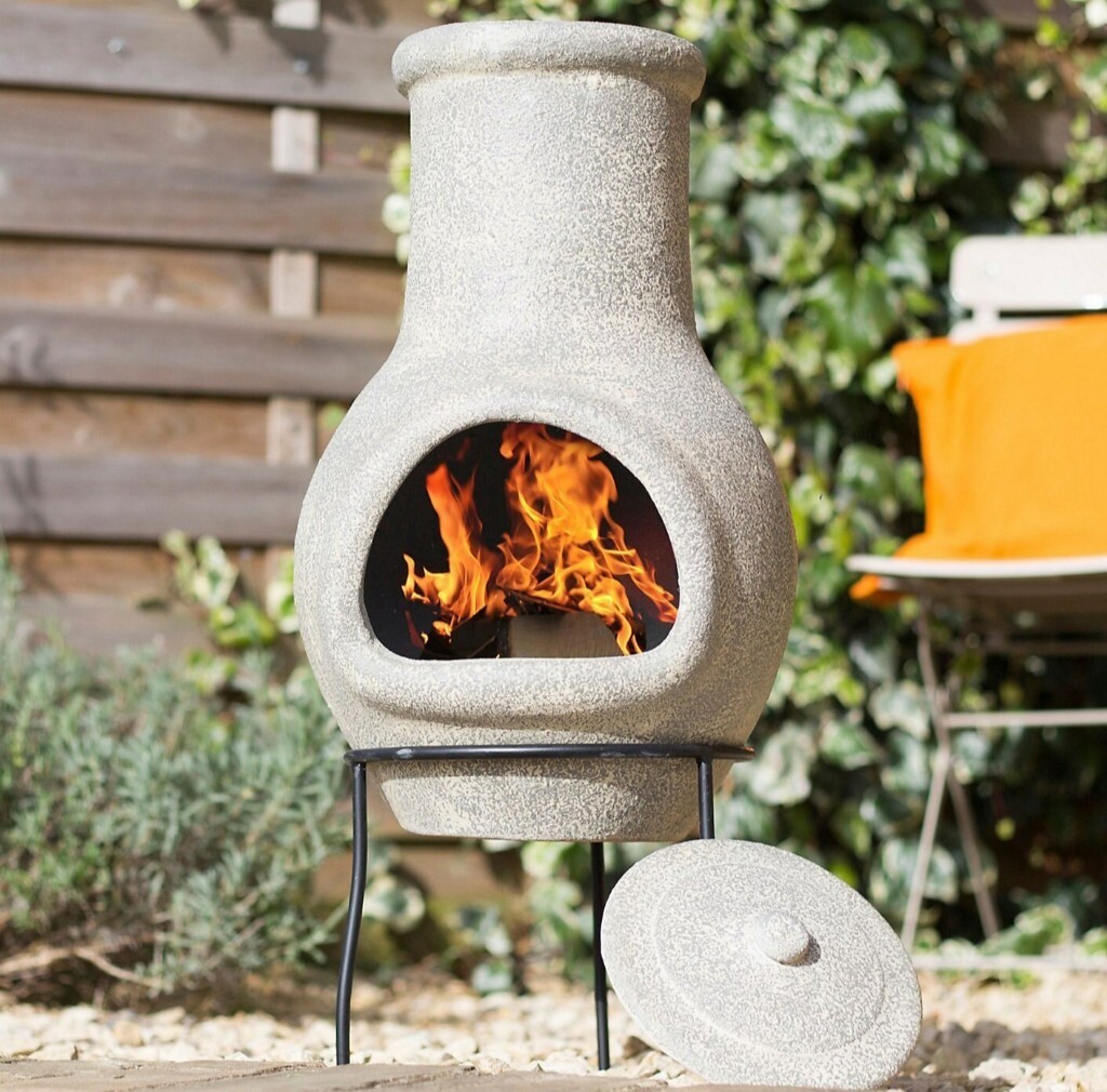 Hacienda Clay Chiminea BBQ Log Burner 70cm (Fire Bowl Pit Stove Heater