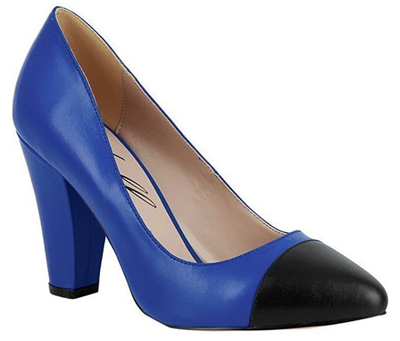 Blue leather sale court shoes