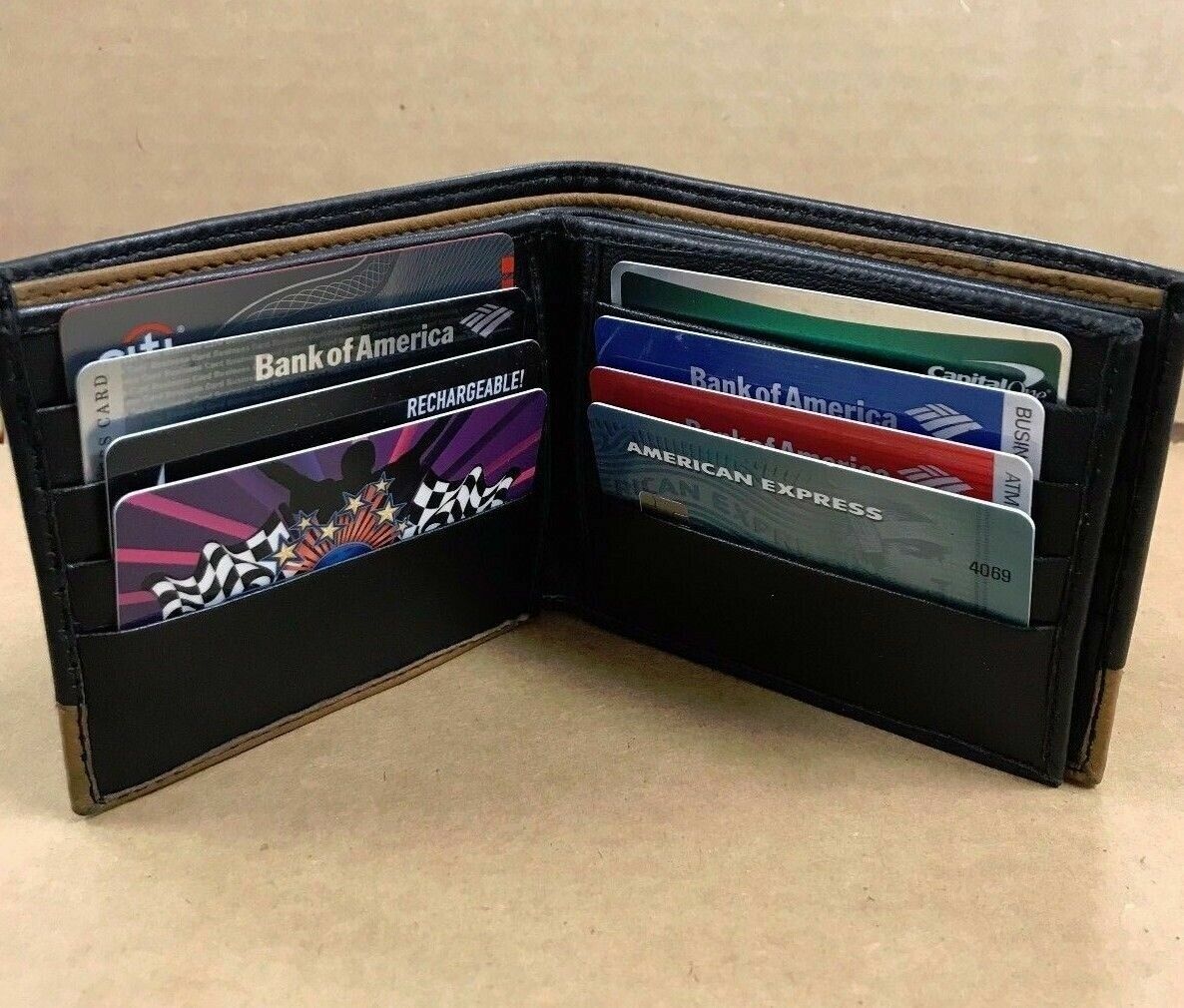 New Men's Luxury Soft Genuine Black Leather Credit Card Holder, Wallet, Purse