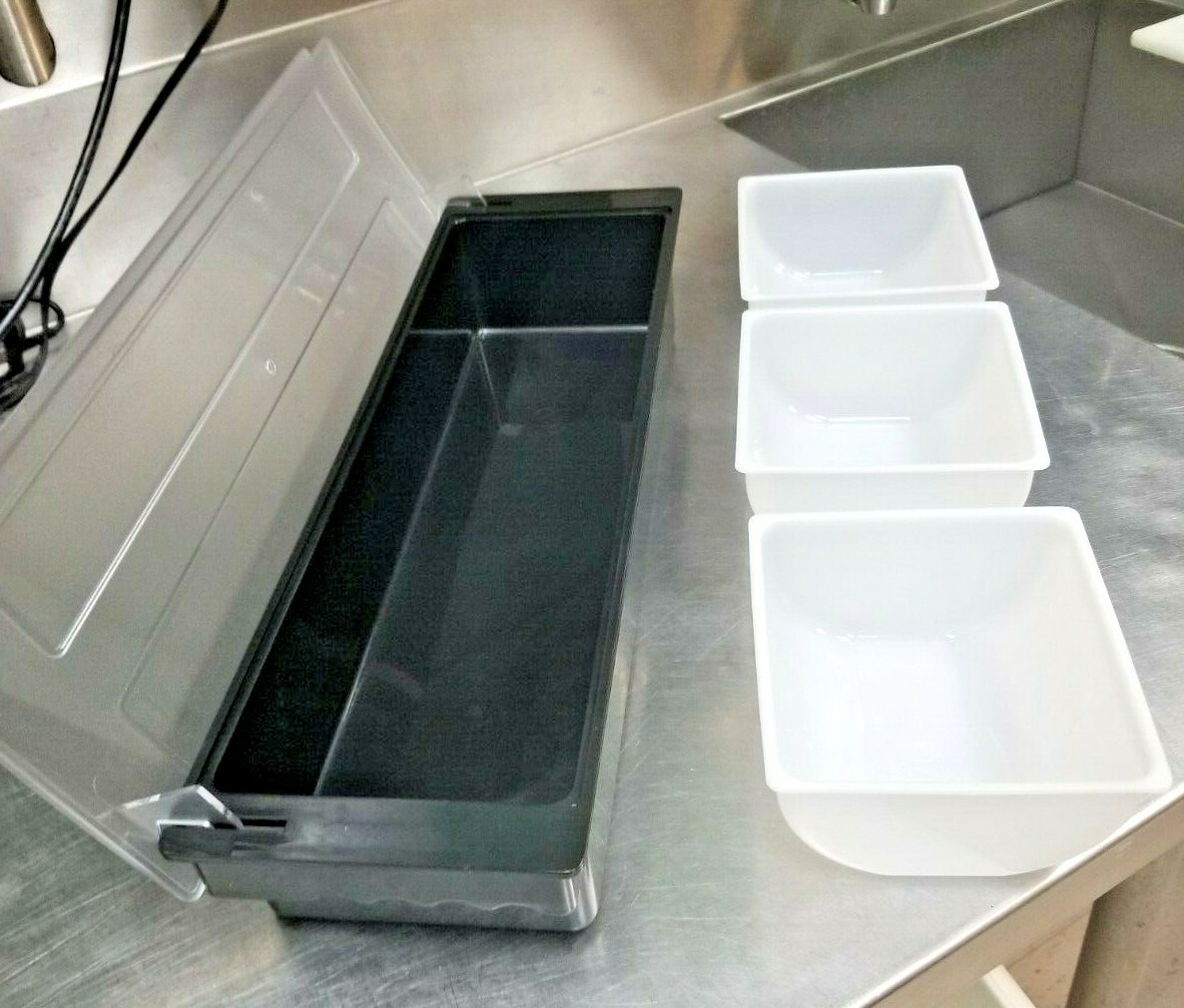 2 Pack Bar Top Food & Condiment Dispenser, 3 Tray Garnish Server Station