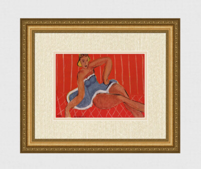Pretty MATISSE 1943 Color Lithograph DANCER IN BLUE ON A TABLE Framed Signed COA