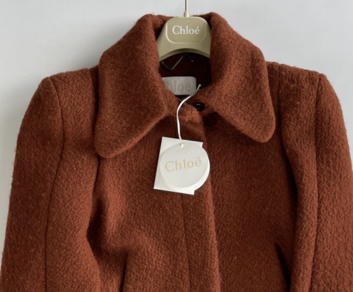Pre-owned Chloé Women's Washed Wool Coat Jacket Blouson Parka Overcoat 40 In Red
