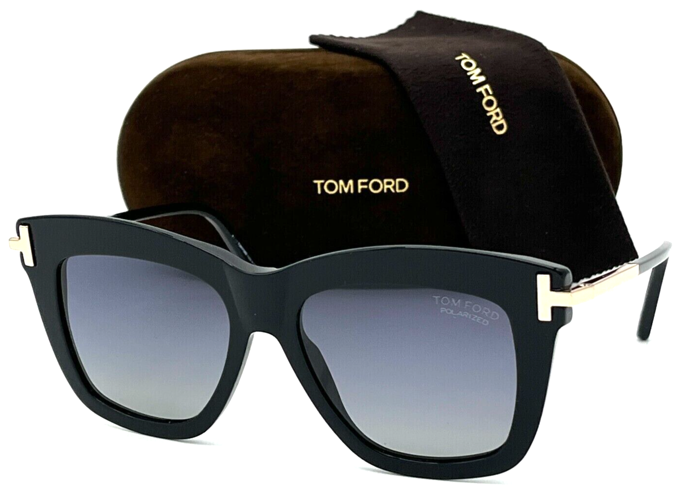 Pre-owned Tom Ford Tf822 01d Dasha Black/grey Polarized Gradient Lens Sunglasses 52-16 In Gray