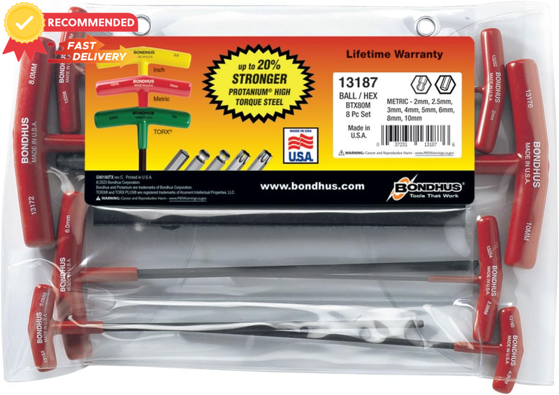 8-Pc Metric Ball End T-Handle Hex Key Set 2-10mm Wrench Tools Socket