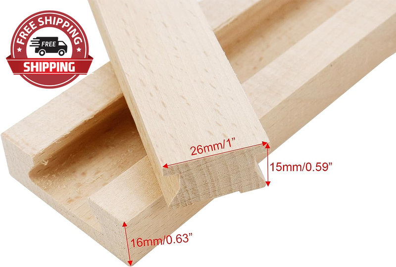 2Pcs Wooden Drawer Slides 16 Inch,Classic Wood Center Guide Track with Screws