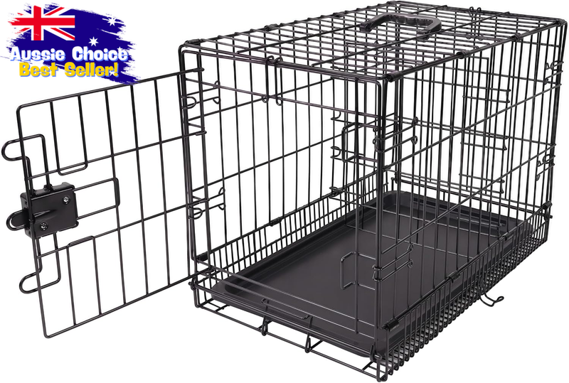 Foldable Metal Dog Crate with Tray, Single Door, 30" (76cm) Heavy Duty