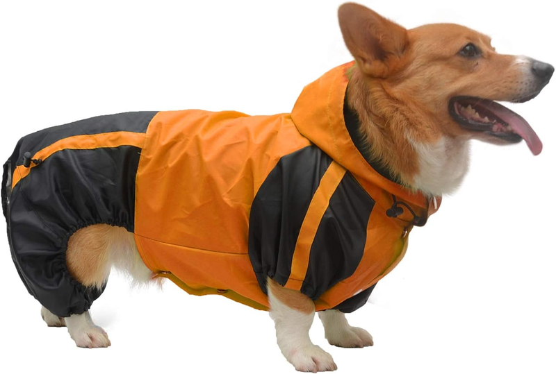 Welsh Corgi Dog Hooded Raincoat, Dachshund Rain Jacket Poncho Waterproof Clothes