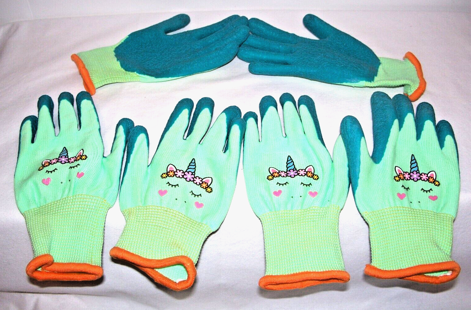 GLOSAV Gardening Gloves for Toddlers,  Size 2,  3 Pairs Smiling Unicorns! NEW