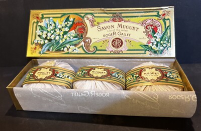 Vintage Roger & Gallet Box of 3 Perfumed Soaps Lily of the Valley Sealed France