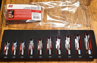 Lisle 10pc 3/8'' dr Flare Nut/ Line Socket Wrench Kit w/Tray 10-19mm #12030