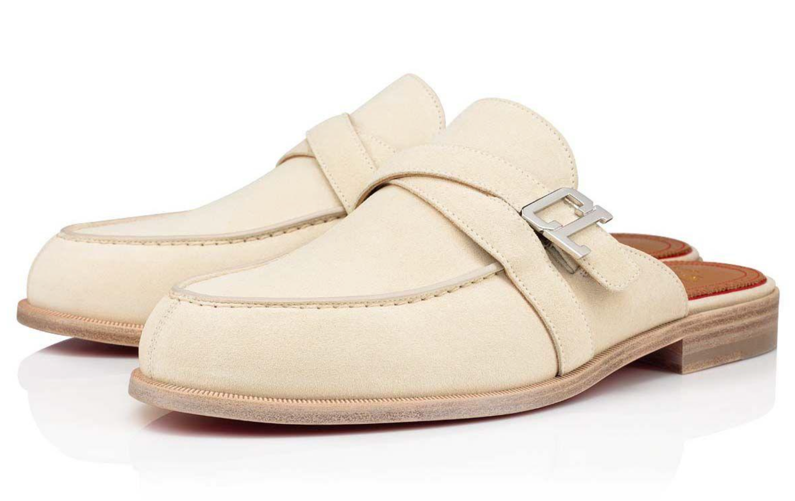 正規 CHRISTIAN LOUBOUTIN MULOMAN FLAT 42.5 Christian Louboutin Muloman Flat Beige Suede Backless Slide