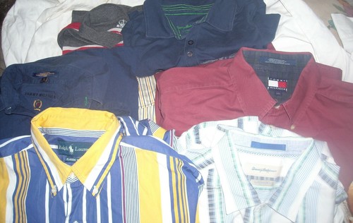 Lot Of 7 Designer Men's Shirts Hilfiger, Bahama, And Lauren Size Large
