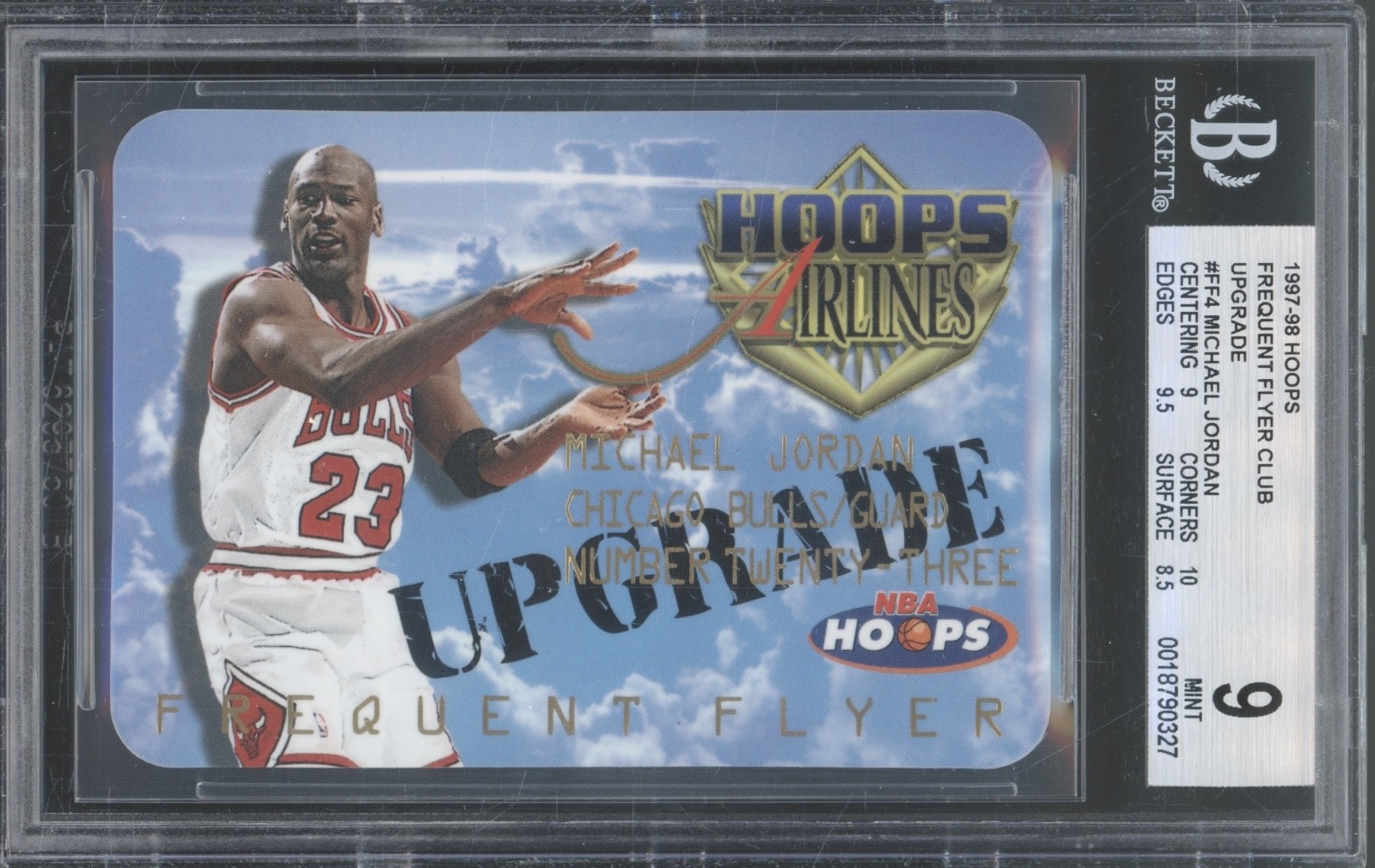 1997 NBA Hoops Frequent Flyer Club Upgrade #FF4 Michael Jordan Mint BGS 9