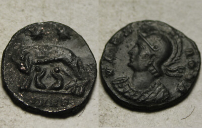 Constantine 330AD Rare ancient Roman coin VRBS ROMA she-wolf Romulus Remus SMHe