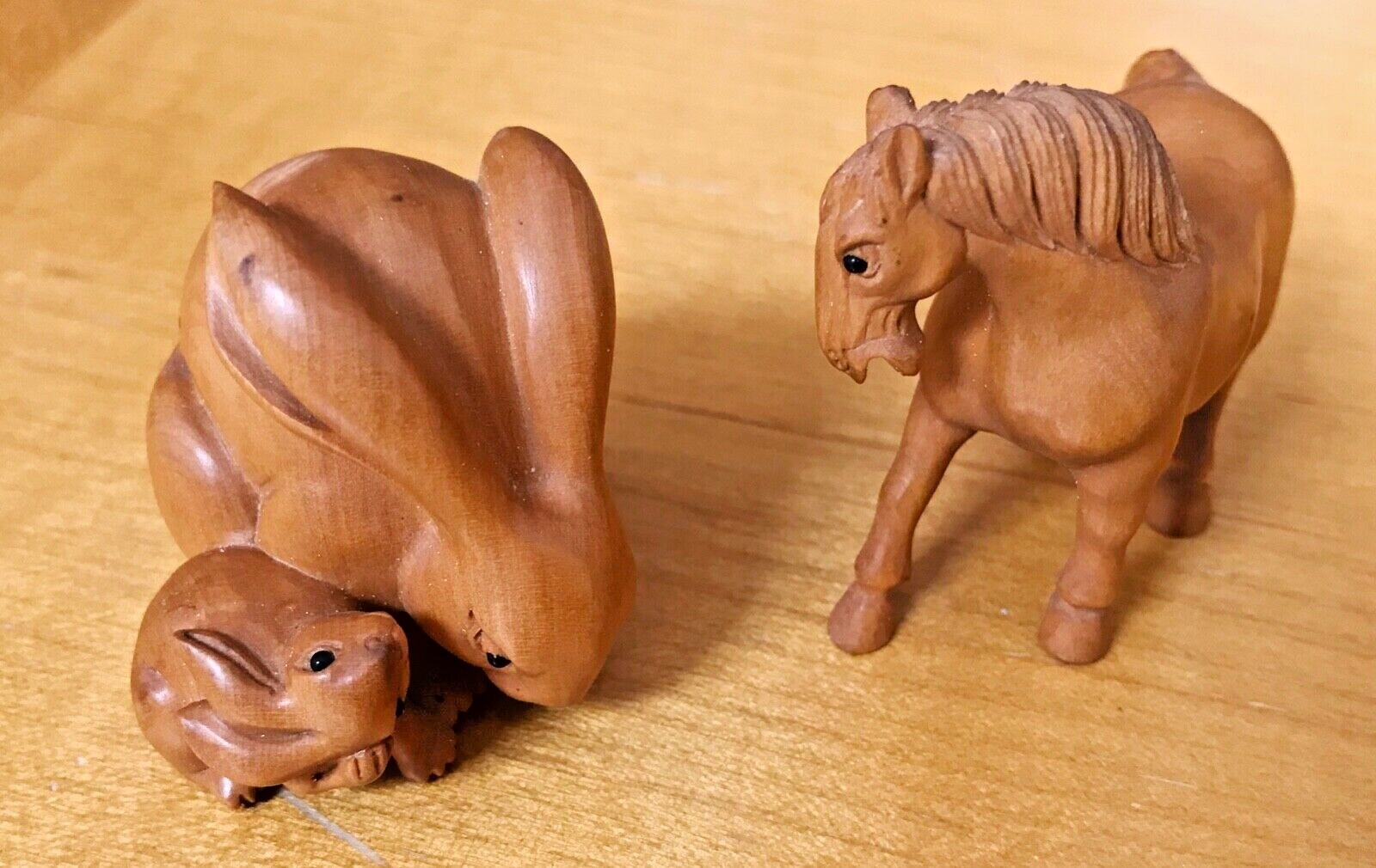 Set of Chinese Zodiac Carved Wood Sculptures Zodiac Horoscope Figures with Stand