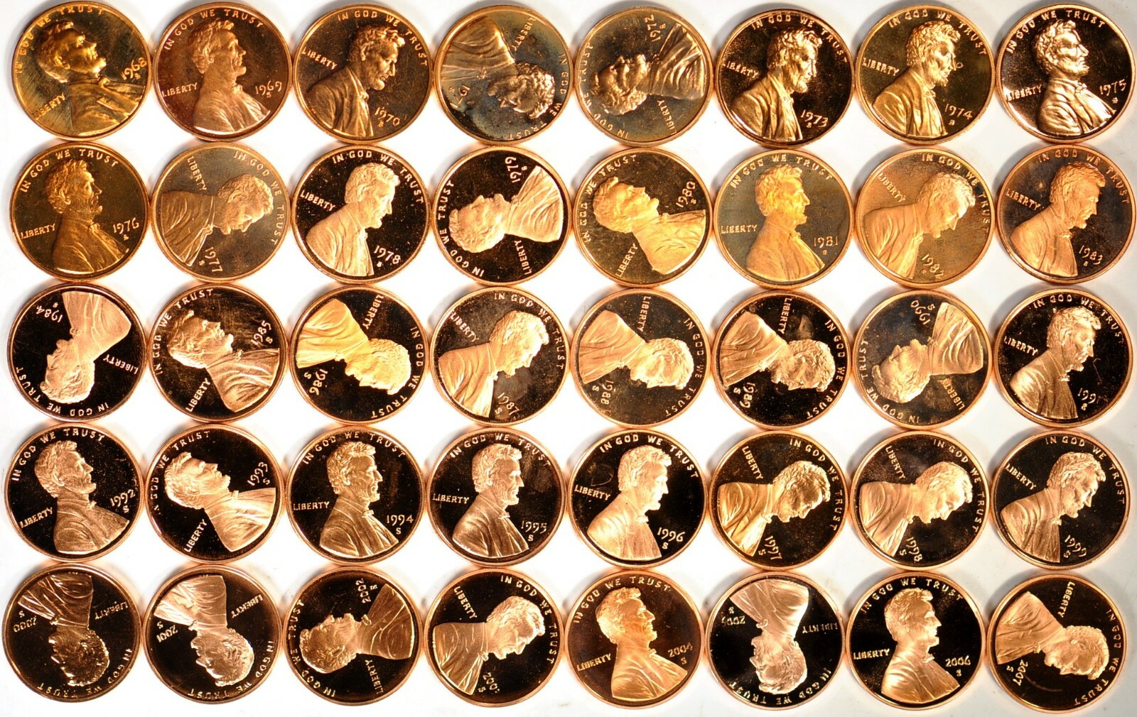 1960-64, 65-67 SMS, 68S-08S 1C Lincoln Memorial Cents Proof