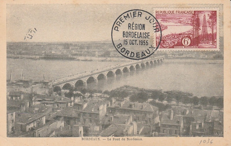 Carte Maximum 1er Jour RÃGion Bordelaise- Bordeaux 15/10/1955