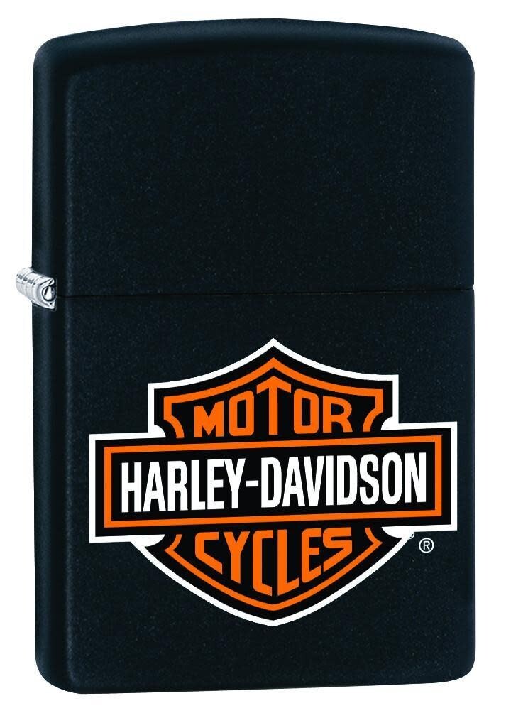 Zippo 218HD-H252, дизайн логотипа Harley Davidson Motorcycles, черная матовая зажигалка