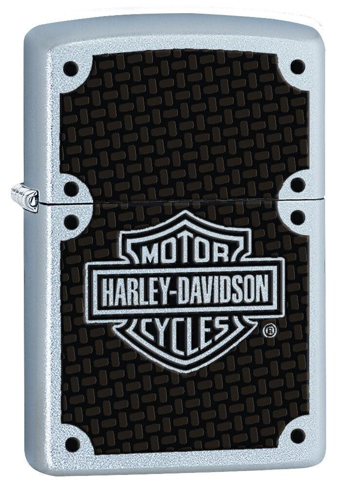 Zippo 24025, логотип Harley Davidson Motorcycles, матовая хромированная зажигалка