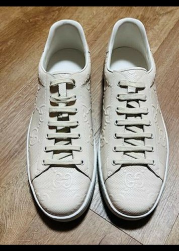 GUCCI Mens GG Embossed Mystic White Men's Sneakers Tennis