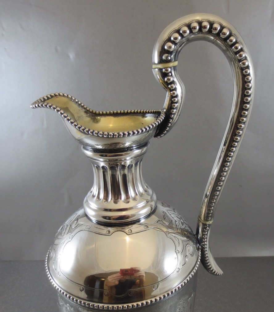 BIG FANTASTIC WINE CLARET JUG OR EWER. ELKINGTON CIRCA 1860. NEOCLASSICAL DESIGN