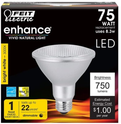Feit PAR30SDM/930CA 8.3 Watt PAR30S LED 750 Lumen Dimmable Frosted Spotlight E26