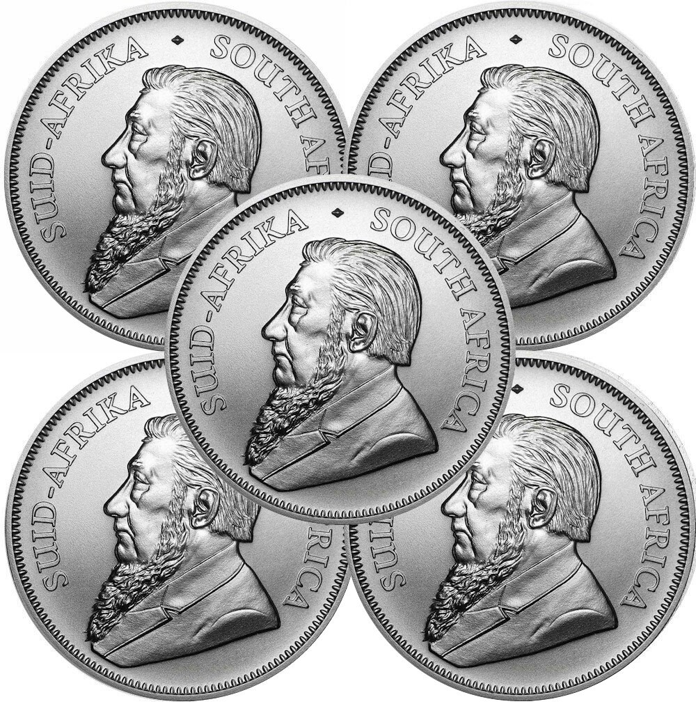 Lot of 5 - 2024 South Africa 1 oz .999 Silver Krugerrand Coin BU - In Stock