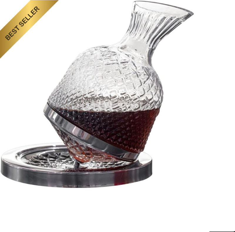 50 Oz/1500 Ml Red Wine Decanter, Made of Lead-Free Crystal Glass, Can Rotate 360
