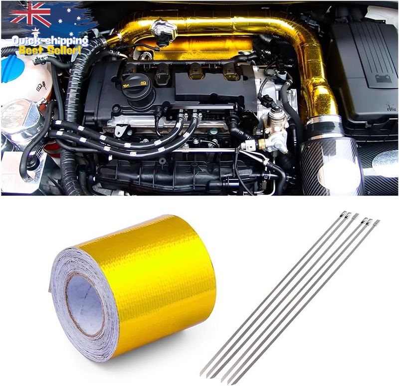 Gold Heat Barrier Tape 2" x 16.4' Reflective Foil Insulation for Car Engine