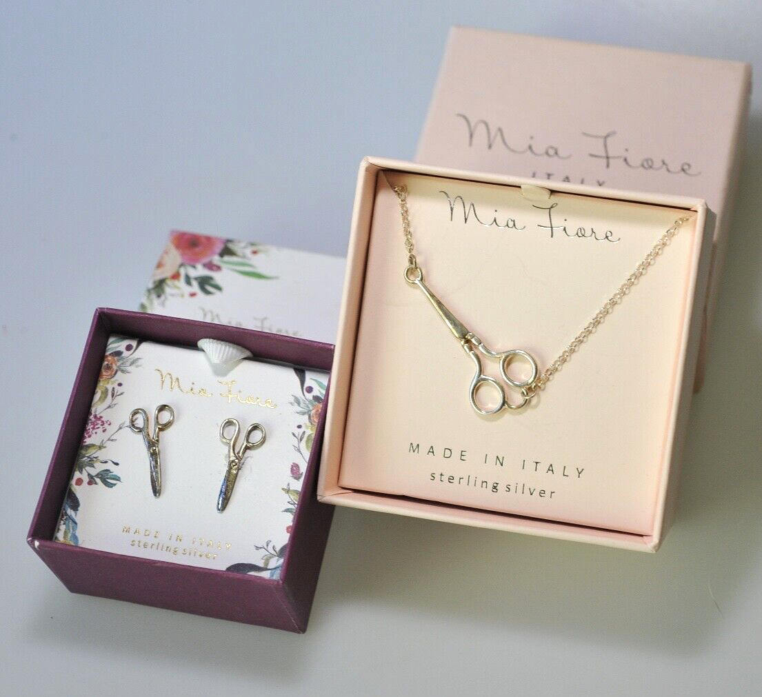 Scissors Shears Earrings necklace lot Mia Fiore Sterling Silver