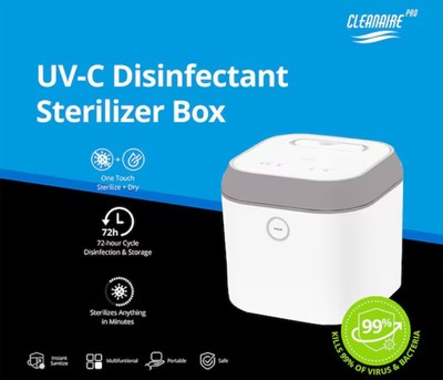 CleanairePro UV-C Disinfectant Sterilizer Box 99% Kills Virus & Bacteria