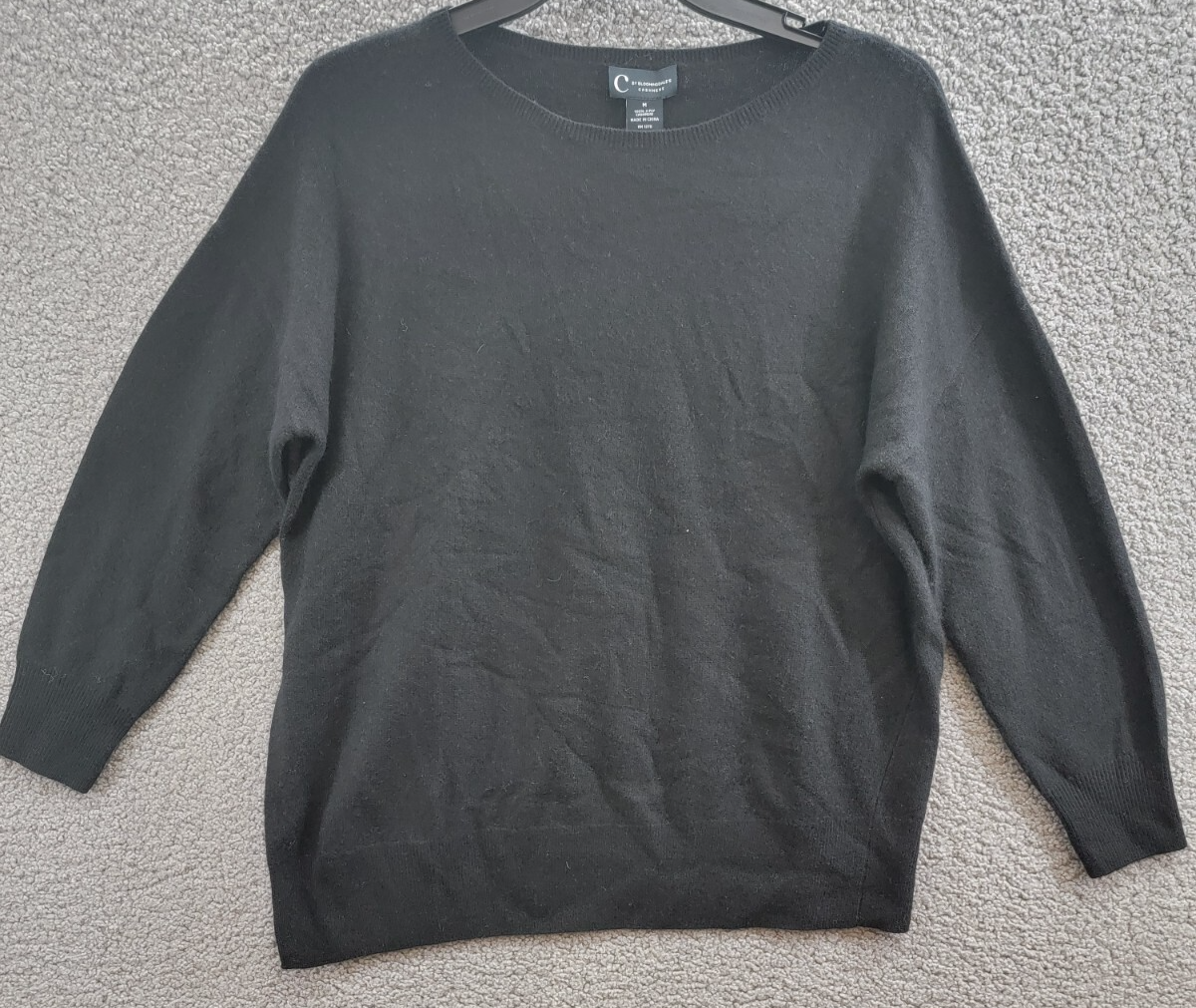 C by Bloomingdale's Cashmere Boat Neck Asymmetrical Sweater Women's M Black - Picture 2 of 19