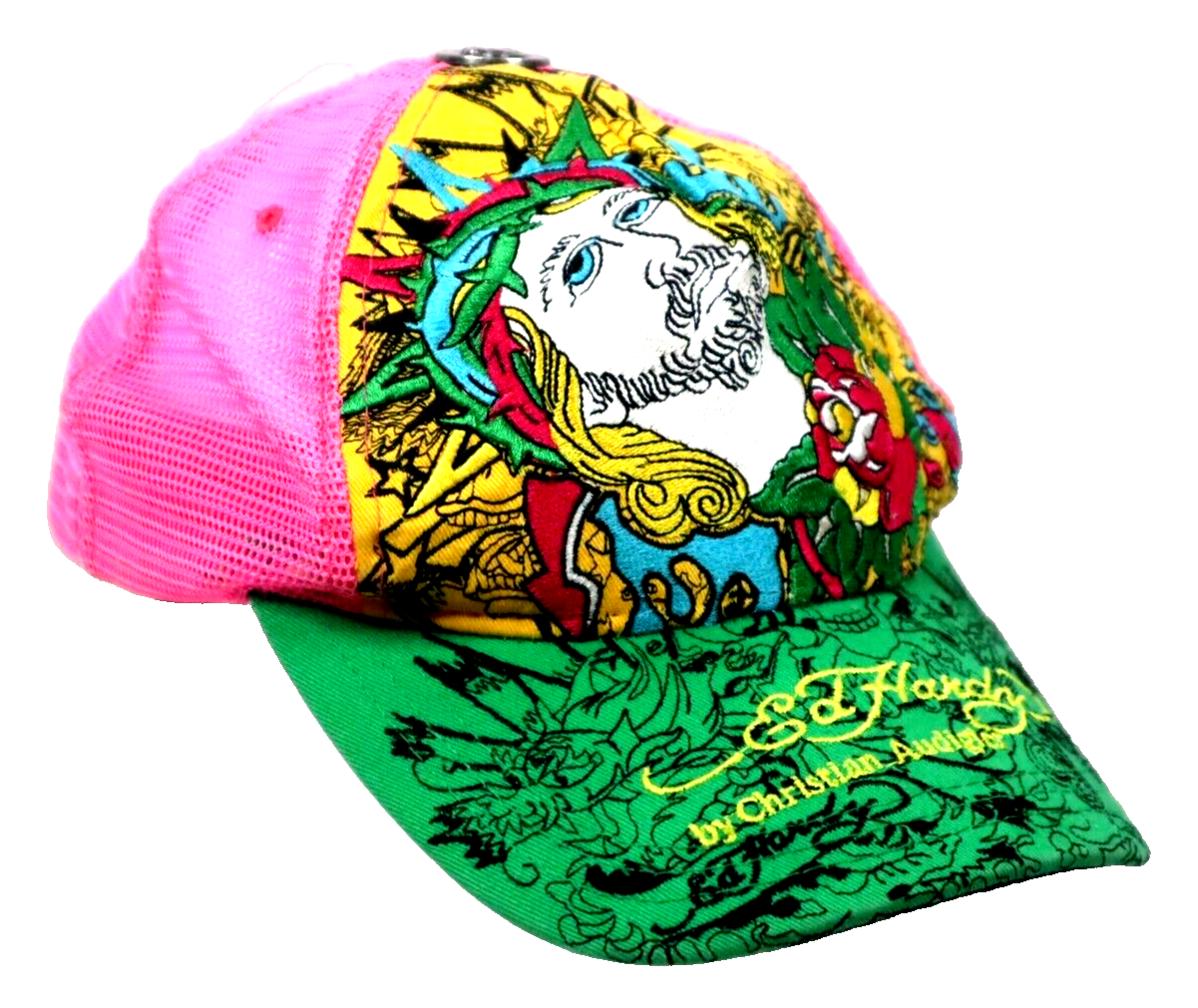 00's Christian Audigier キャップ Ed Hardy Y2K ED Hardy Christian Audigier Trucker SnapBack Hat | Depop