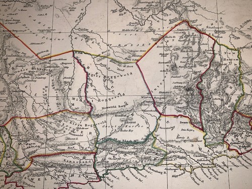 1834 Baldwin Cradock Map South Africa Landmarks Genuine Antique