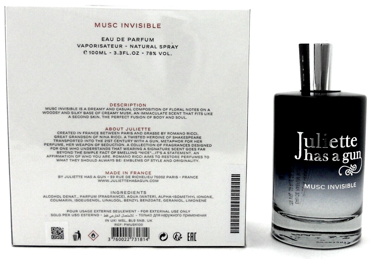 Musc Invisible by Juliette Has A Gun 3.3oz EDP Spray for Women New in Sealed Box