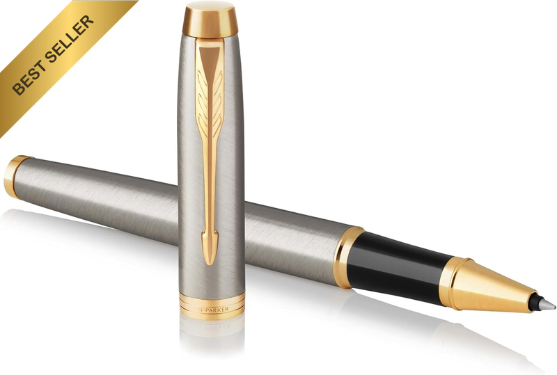 IM Rollerball Pen, Brushed Metal with Fine Point Black Ink Refill, Gift Box (193