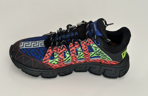 Pre-owned Versace Men's Greca Chain Reaction Sneakers Black 13 (46 Euro) It Dsu8094 It In Multicolor